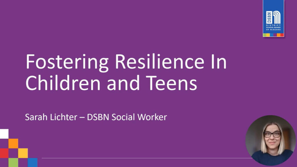 Title slide for a presentation on fostering resilience in children and teens.
